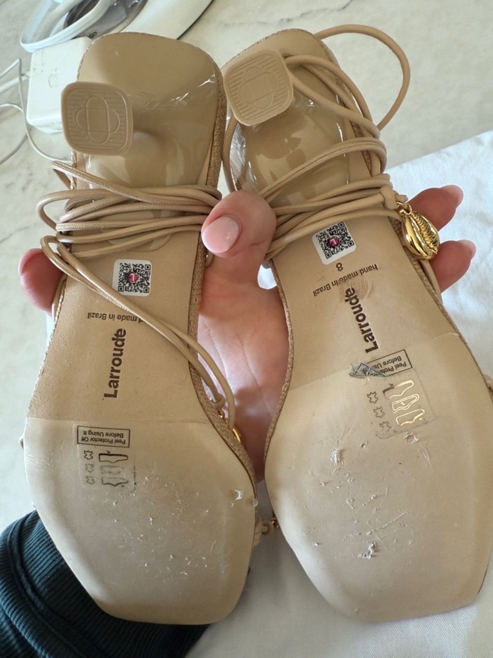 Larroudé Nadia Sandals Beige Mini Heel Sandal - Picture 7 of 9